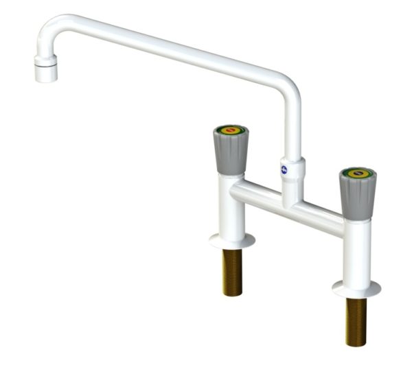 H Pattern Mixer Tap With Movable Swan Neck and Aerator Nozzle