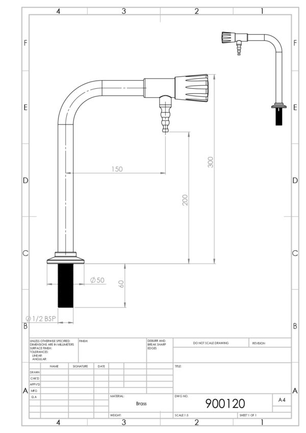 Arboles Pillar Bib Laboratory Water Tap - 900120CW