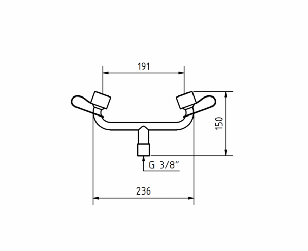 Bull horn assembly for an emergency eyewash