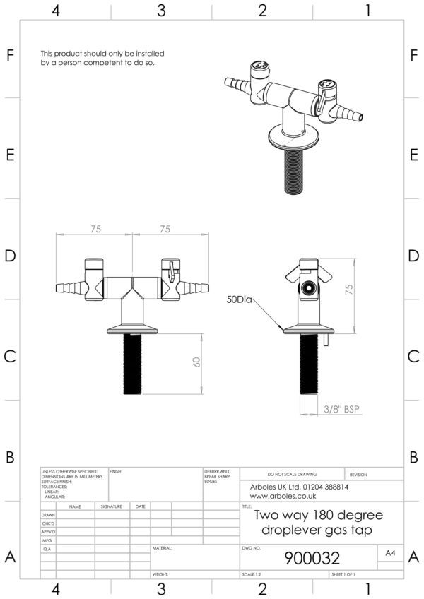 Arboles UK - 900032 - 2 Way Gas Tap