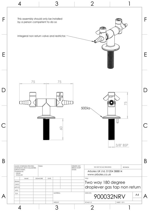 Arboles UK - 900032NRV - 2 Way Gas Tap