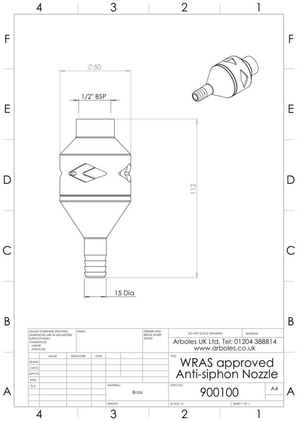 Arboles UK - 900100 - Anti Siphon Nozzle-1