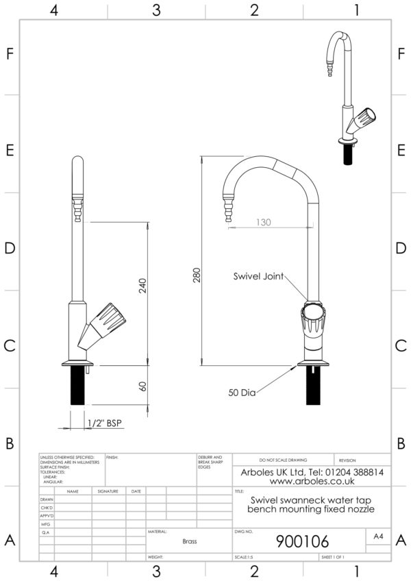 Arboles UK - 900106 - Laboratory Water Tap