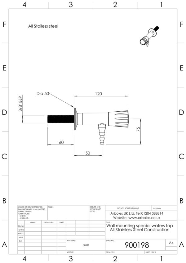 Arboles UK - 900198 - Special Waters Wall Mounting Tap