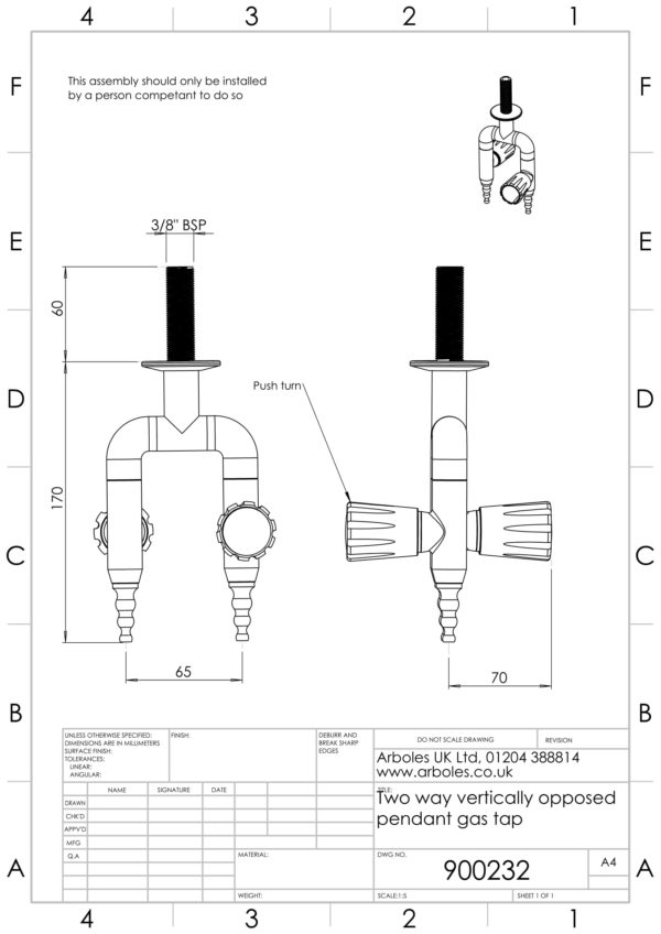 Arboles UK - 900232 - Laboratory Pendant Gas Tap