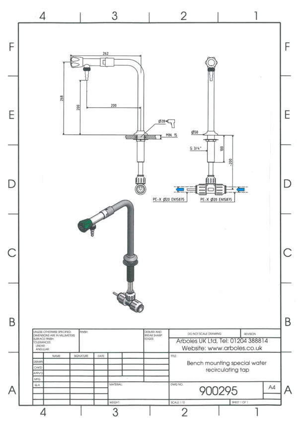 Arboles UK - 900295 - Bench Mounted Special Water Tap