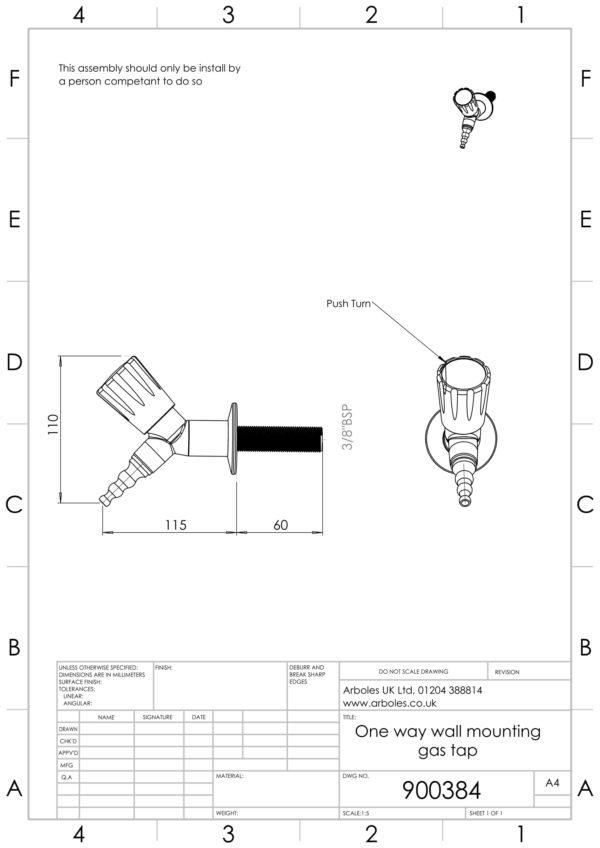 Arboles UK - 900384 - Laboratory Gas Tap