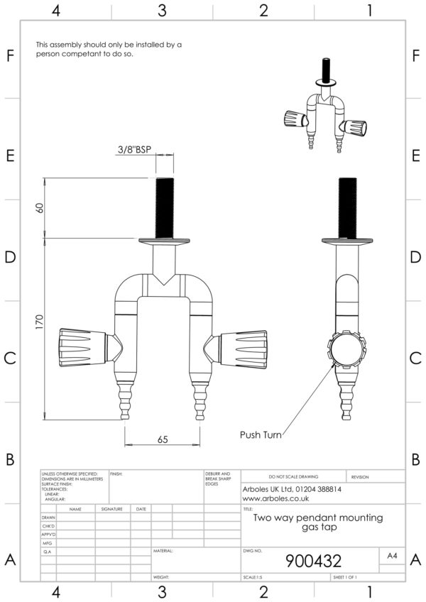 Arboles UK - 900432 - Laboratory Pendant Gas Tap