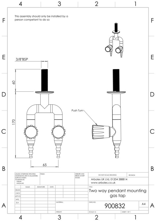 Arboles UK - 900832 - Laboratory Pendant Gas Tap