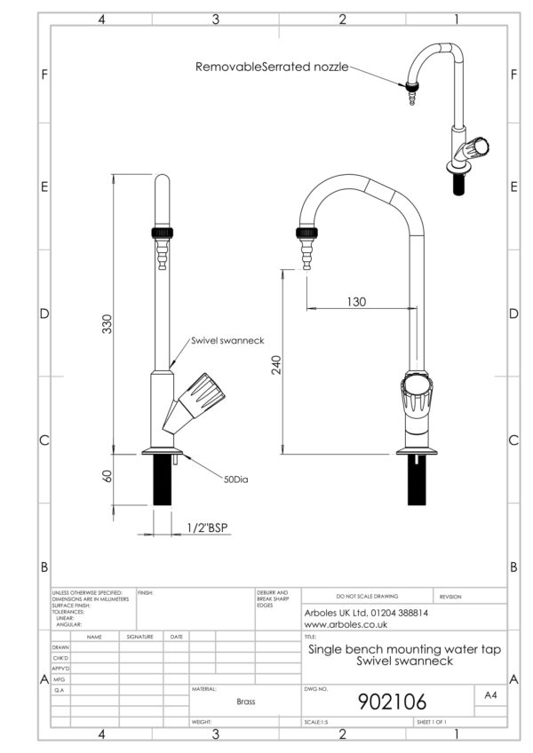 Arboles UK - 902106 - Laboratory Water Tap