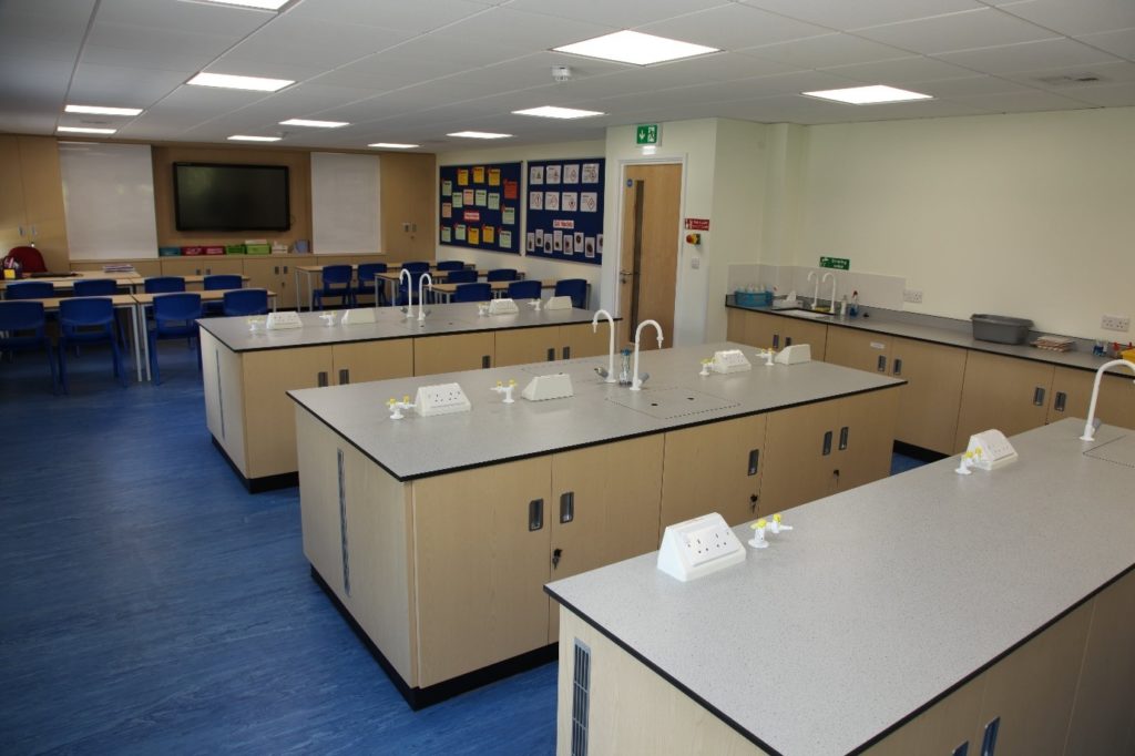 A school laboratory showing gas taps