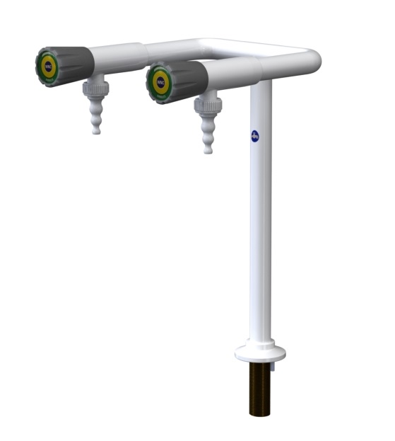 2 way laboratory pillar bib tap with removable nozzles