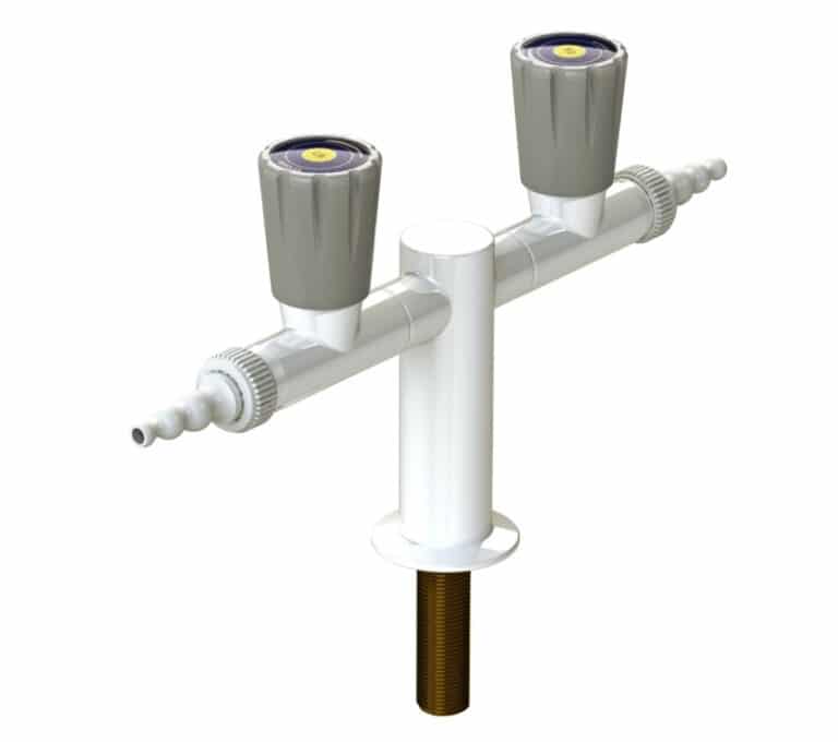 Laboratory gas taps, drop lever gas taps, push turn gas taps.