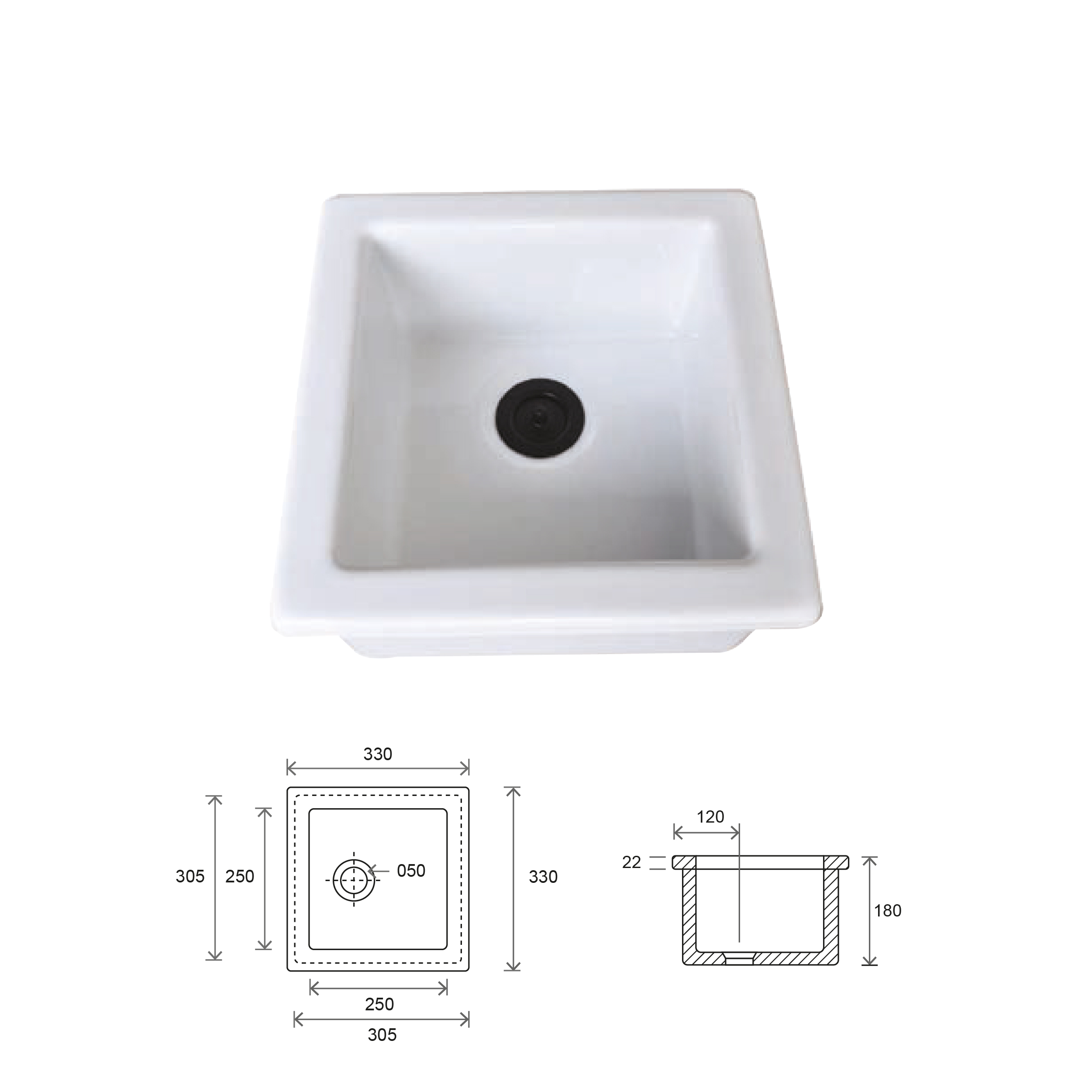 RAK Laboratory Sink (330 x 330 x 180mm)